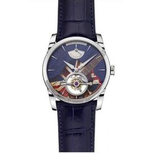 JB Parmigiani Real Tourbillon PFS251-2007000 Superficie Azul Cinética Energía Pantalla Cinturón Manual Mecánico Reloj Masculino