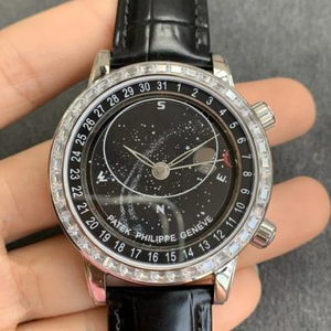 Boutique V2 versión mejorada Patek Philippe Starry Sky Super Complication Chronograph Series 6104G-001 Pearl Tuo Sun Moon Star