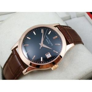 Suizo Patek Philippe suizo original ETA2824-2 movimiento 18K oro negro rosa transparente fondo automático