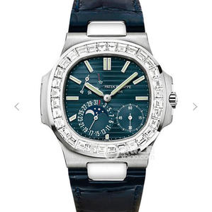 réplica de Patek Philippe serie deportiva Nautilus 5722 reloj mecánico para hombre modelo de cara azul.