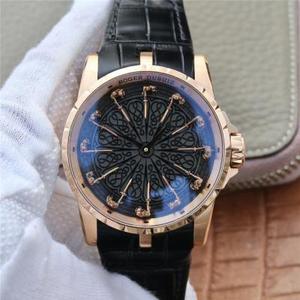 ZF Roger Dubuis 12 Caballeros Restaura y reproduce completamente el estilo solemne del reloj de los 12 Caballeros del Rey Arturo Hombres Correa de cuero Movimiento mecánico automático