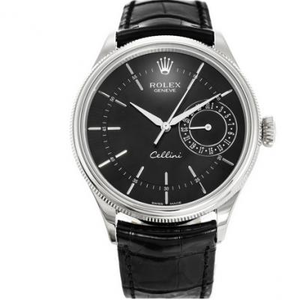 MKS Rolex Cellini Serie 50519 Negro Superficie Blanco Acero Blanco Reloj Mecánico para Hombres