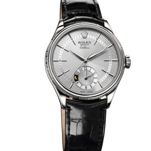 Rolex Cellini serie 50529 placa blanca, reloj mecánico automático de platino para hombre de seis en punto doble cronógrafo de zona horaria
