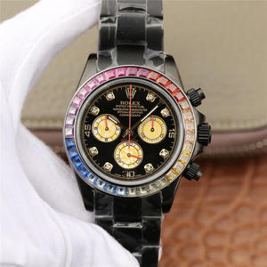 Rolex Daytona-116598RBOW serie cronógrafo función de reloj mecánico de los hombres reloj negro de acero negro