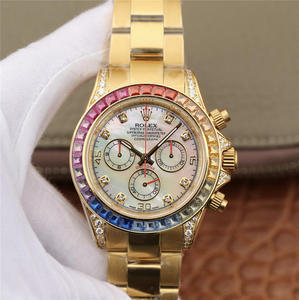 La serie Rolex Daytona-116598RBOW continúa la obra maestra clásica desde 1963. Reloj de hombre de oro de 18k