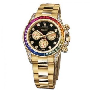 La serie Rolex Daytona-116598RBOW continúa la obra maestra clásica desde 1963. Reloj de hombre de oro de 18k