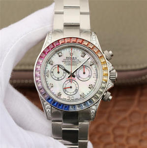 Rolex Daytona-116598RBOW serie de cronógrafo cósmico función de hombre reloj mecánico arco iris círculo cara de madre-perla