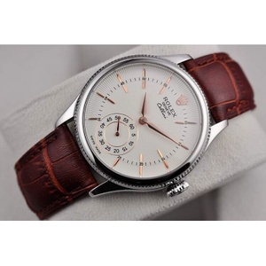 Rolex Licheni reloj mecánico automático de tres manos marrón piel de becerro reloj de los hombres