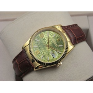 Rolex Rolex reloj Datejust 18K oro cuero casual moda oro cara LOGO Fideos D escala digital hombre reloj suizo ETA movimiento