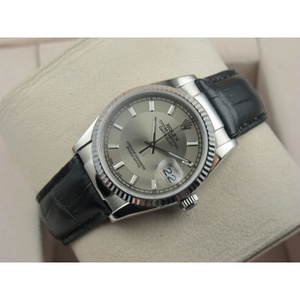 Rolex Rolex reloj Datejust correa de cuero negro correa gris cara hombre reloj suizo movimiento original
