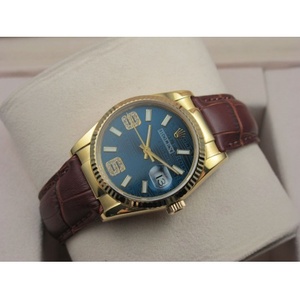 Reloj suizo Rolex Reloj Datejust 18K cuero cuero casual de moda azul fideos digital escala reloj de los hombres reloj gold reloj suizo ETA movimiento