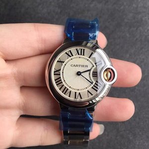 V6 fábrica Cartier azul globo rosa cara cuarzo señoras reloj burning aguja de acero azul