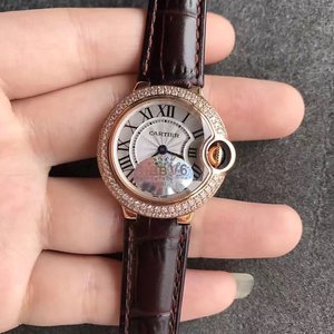 V6 Fábrica Cartier globo azul pequeño 28 anillo de diamantes reloj de cuarzo de las mujeres uno a una réplica