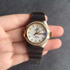 V6 Fábrica Omega Constellation Serie Oro Anillo de diamantes señoras reloj mecánico automático