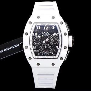 Kv Taiwan fábrica Richard Mille RM-011 cerámica blanca edición limitada de alta calidad reloj mecánico para hombre