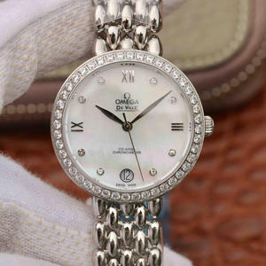 Omega DeVille Water Drop Series Naisten Platinum Kvartsi Naisten Watch timantteja, romanttinen, viehättävä, antelias ja kaunis