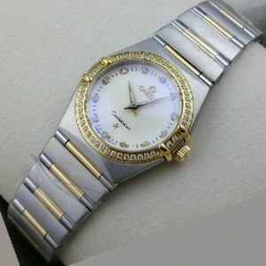 Sveitsin Omega OMEGA Constellation Naisten Watch Sveitsin 18K Rose Gold Keinotekoinen Diamond kaksinapin naisten Watch Sveitsin liike