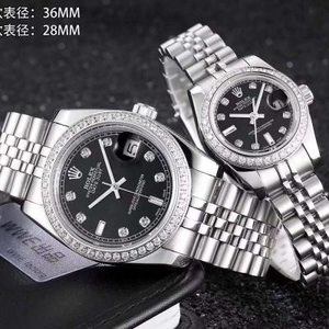 New Rolex Datejust Series Diamond-studded Couples Mechanical Men's and Women's Watches Black Side (Unit Price)