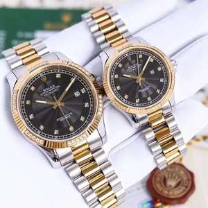 Uusi Rolex Oyster ikuinen sarja Pari Musta-edessä pari kellot, Rolex Gold Diamond miesten ja naisten mekaaninen kellot (Yksikköhinta)