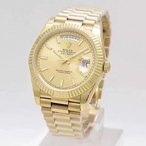 Rolex Perpetual Series 2nd Generation Day-Date toistetaan Factory N, True 18K Gold Covered Miesten mekaaninen watch