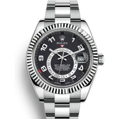 Uudelleen kaiverrettu Rolex Oyster Ikuinen SKY-DWELLER-sarja 326939 Miesten mekaaninen watch musta kasvot - Sulje napsauttamalla kuva