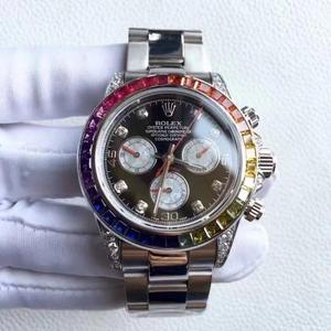 [Tir réel] Rolex Daytona Rainbow Diamond Ring équipée d'un mouvement chronographe multifonction 7750 40 mm