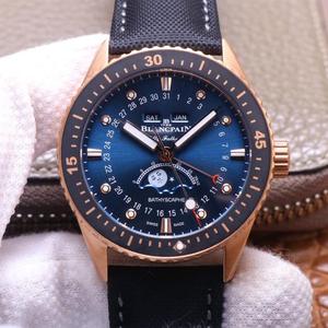 Montre Homme TW Blancpain Fifty Hunts Series 5054 Or Rose Disque Noir Phase de Lune Automatique