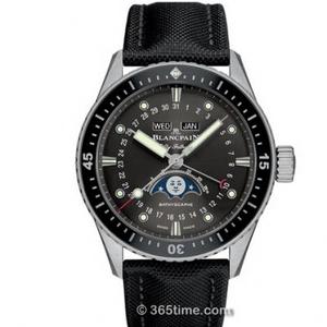 TW Blancpain Cinquante Recherches Série 5054-1110-B52A Black Plate White Steel Moon Phase Automatic Montre mécanique.