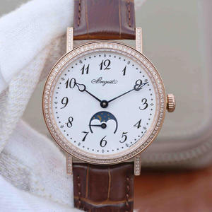 TW Factory Breguet Moon Phase Classic Series 9087BB / 29/964 montre mécanique automatique pour hommes en or rose 18 carats.