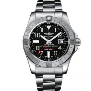 Montre mécanique pour homme Breitling Avengers Series A3239011 à quatre aiguilles avec ceinture en acier GMT World Time.