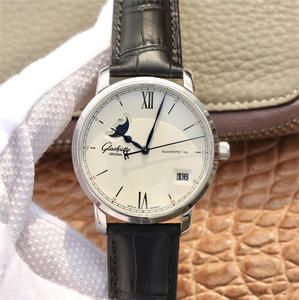 Glashütte Membre du Congrès original Big Date Moon Phase Watch Montre Montre Cuir Strap Automatique Mécanique Mouvement mécanique