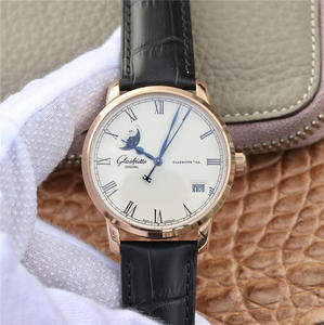 Glashütte Membre du Congrès original Big Date Moon Phase Watch Montre Montre Cuir Strap Automatique Mécanique Mouvement mécanique