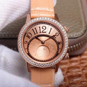 CC Jaeger-LeCoultre datant de la série montre phase de lune 3523490/3522420/352248 montre mécanique pour femme, diamant or rose.