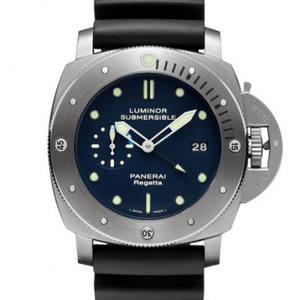 XF Panerai Collection pam371 boîtier en titane, montre mécanique automatique à deux heures GMT plaque bleue.