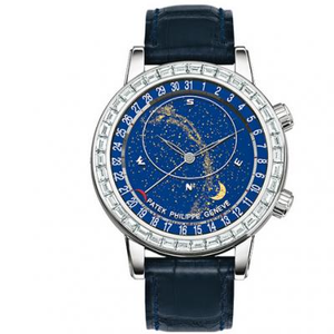 Boutique V2 version améliorée Patek Philippe Starry Sky Super Complication Chronograph Series 6104G-001 Pearl Tuo Sun Moon Star