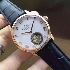 Une à une imitation de précision Blancpain Tourbillon Brasus série manuel enroulement mode simple ceinture montre pour hommes