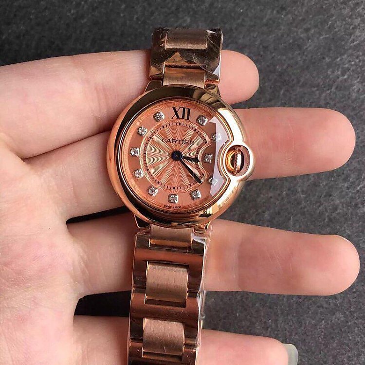 Cartier Blue Balloon Ladies Small Quartz Watch-Top Reissue Version Rose Gold - Click Image to Close
