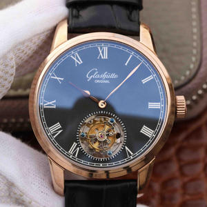 Senator Glashütte Series True Tourbillon Movement (Manual) Men's Watch Rose Gold Black Surface