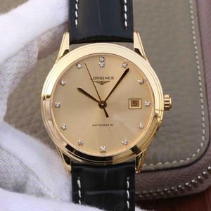 TW Longines Military Flag Series L4.774.8 Gold Men's Mechanical Belt Watch with Diamonds.