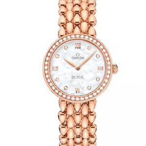 Omega DeVille water drop series 424.55.27.60.55.004 ladies rose gold quartz women's watch diamond version.