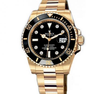 Rolex full gold water ghost v7 version 116618LN-97208 black plate men's watch.