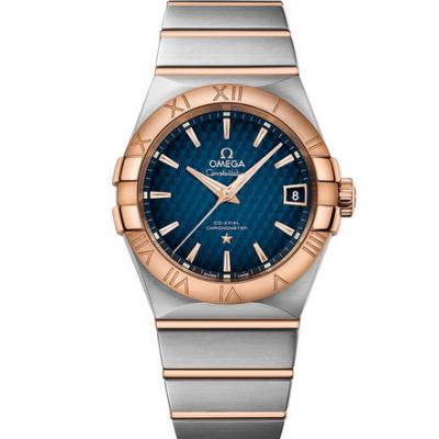 VS factory replica Omega Constellation series 123.20.38.21.02.007 rose gold blue face men's watch. - Click Image to Close