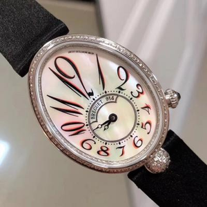 Versione aggiornata dell'orologio meccanico automatico Breguet Queen of Naples Ladies con viso madre perla e diamanti