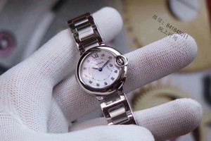 V6 fabbrica Cartier blu palloncino camoscio madre di perla quadrante - diamante scala signore orologio al quarzo