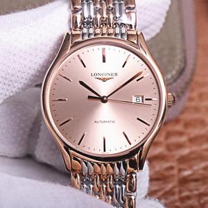 Longines magnifica serie L4.921.4 è durato dieci mesi di ingegno, ultra-sottile orologio meccanico maschile banda in acciaio, oro rosa e viso bianco