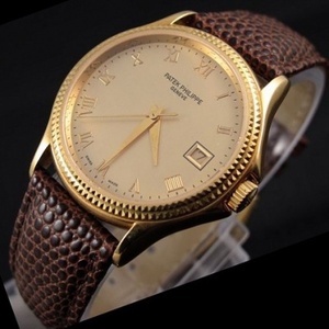Swiss Patek Philippe orologio lusso 18K oro completamente automatico meccanico schienale in pelle da uomo cinturino in pelle svizzero