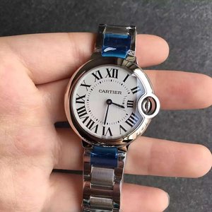 V6 fabbrica Cartier blu palloncino da donna al quarzo 33 mm con quadrante bianco puro