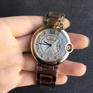 V6 nuovo orologio al quarzo da donna con quadrante in pietra blu e palloncino Cartier con cinturino in oro