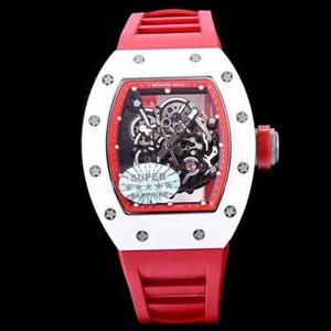 KV Taiwan Factory RM055 White Pottery Series Net Red Hot Style Orologio meccanico nastro rosso