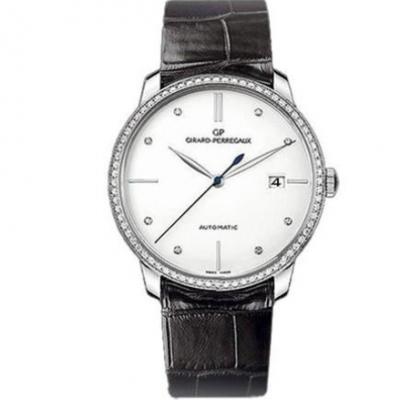 FK Girard Perregaux 1966 Serie 49525D-53A-1A1-BK6A-u200bMan's Mechanical Belt Watch White Plate Diamond - Clicca l'immagine per chiudere
